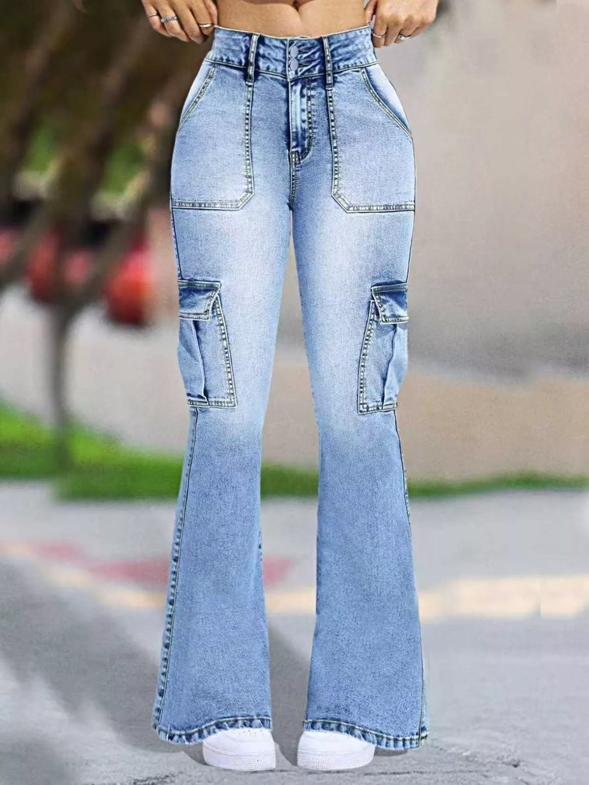 Flare Leg Cargo Jeans
