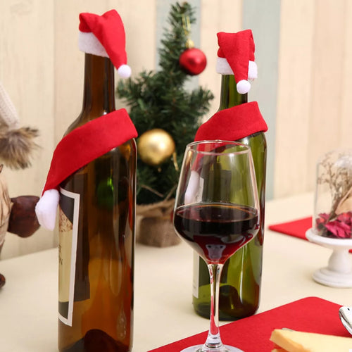 2 Piece Christmas Wine Bottle Santa Hat & Scarf Decorative Covers - Lilixa.store