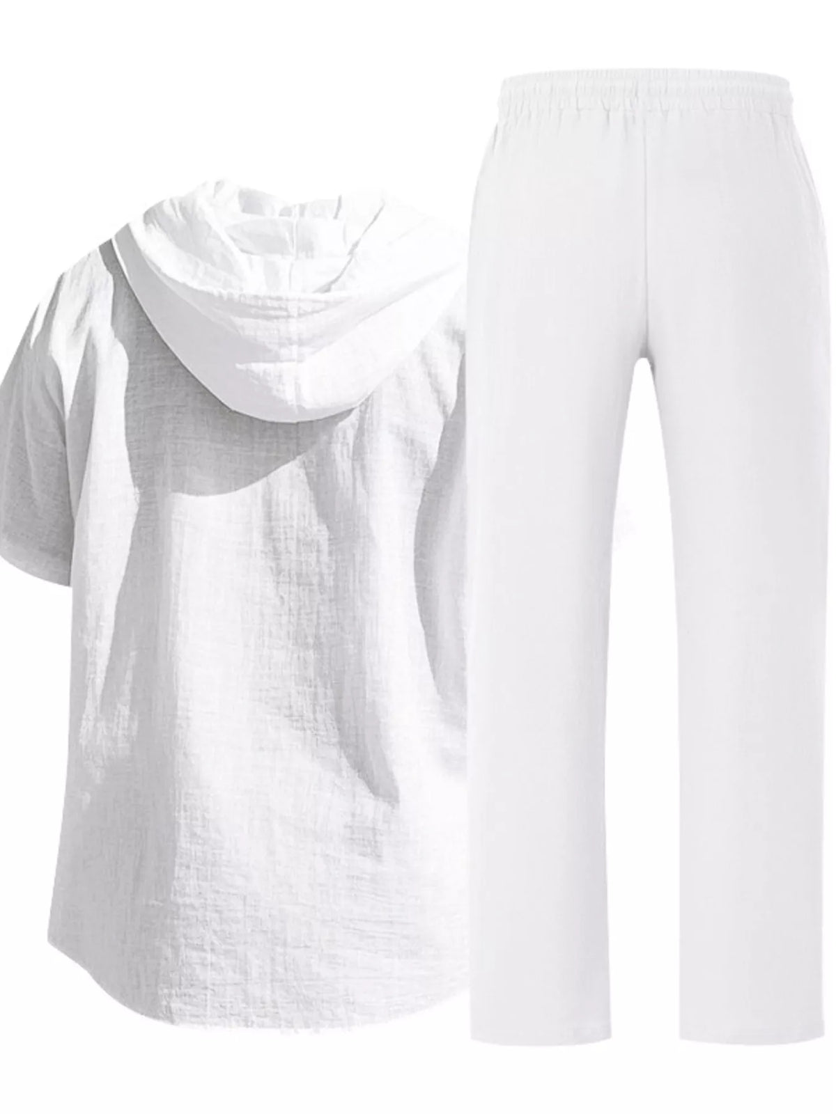 Men's Full Size Casual Hooded Short Sleeve Shirt and Pants Two-Piece Set Plus Size - Lilixa.store