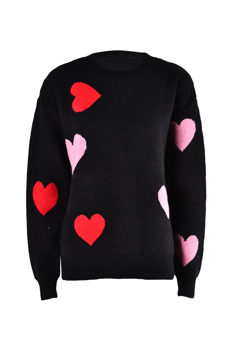 Angel Wings Heart Round Neck Droppped Shoulder Sweater, view 18