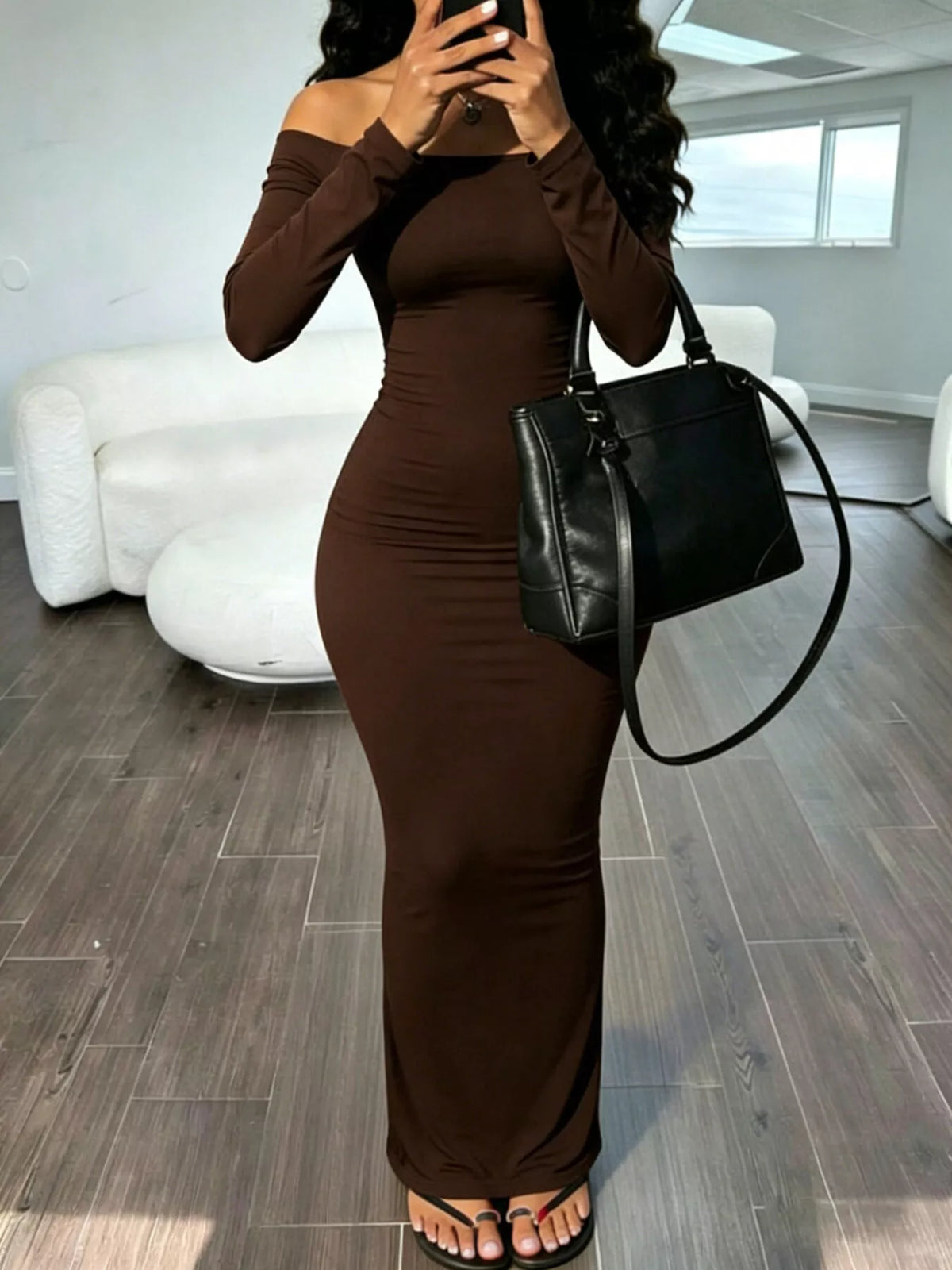 Off-Shoulder Bodycon Maxi Dress - Lilixa.store