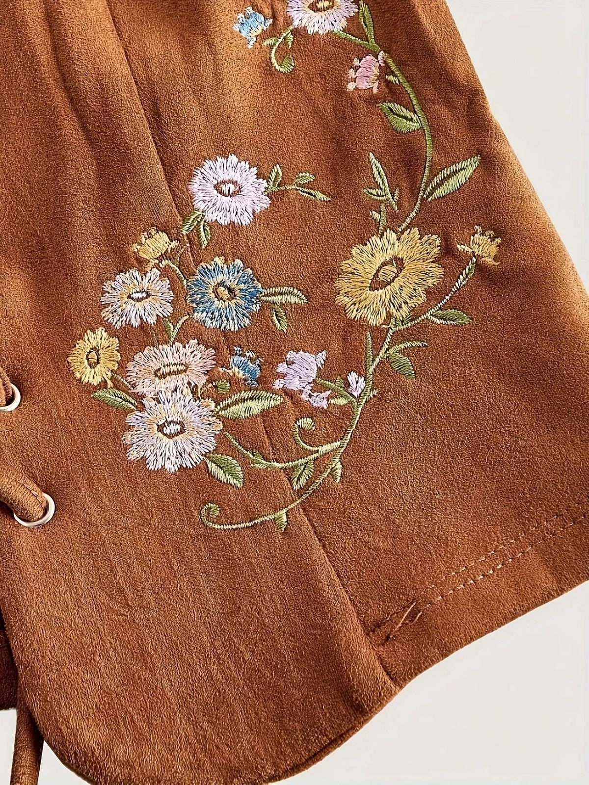 Floral Embroidered Lace-Up Vest Coat - Lilixa.store