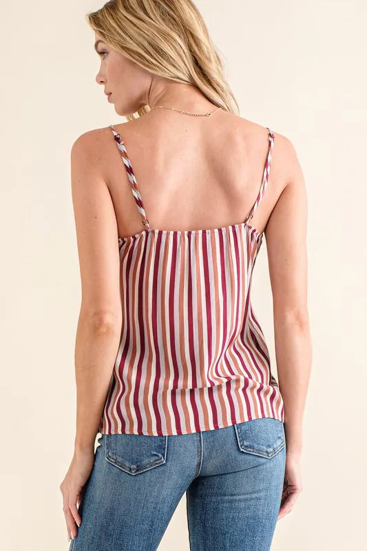 And The Why Stripe Print with Lace Cami - Lilixa.store