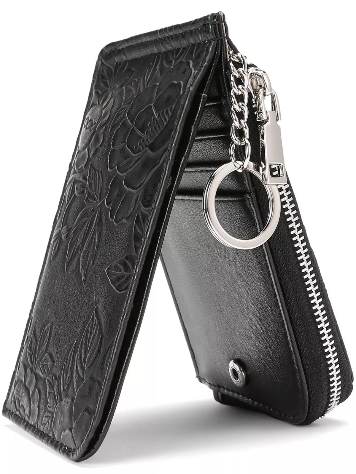 Embossed Floral Leather Bifold Wallet - Lilixa.store