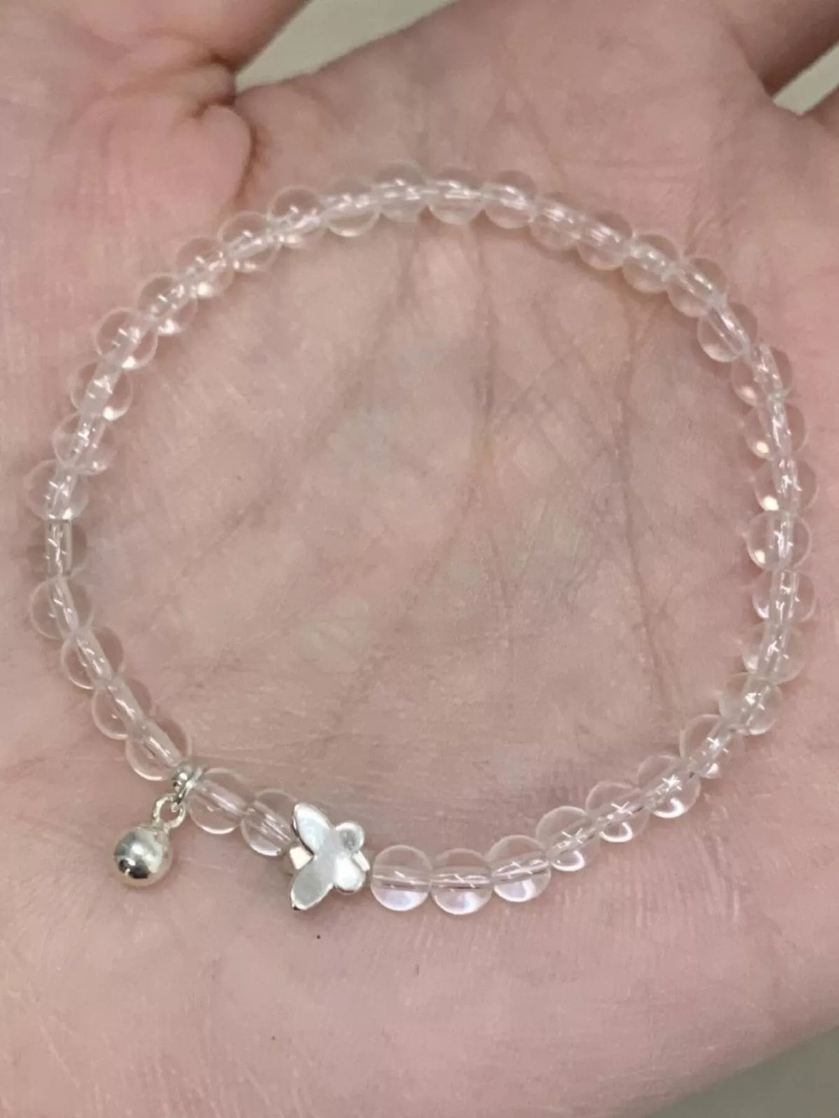 Crystal Beaded Bracelet with Butterfly Charm - Lilixa.store