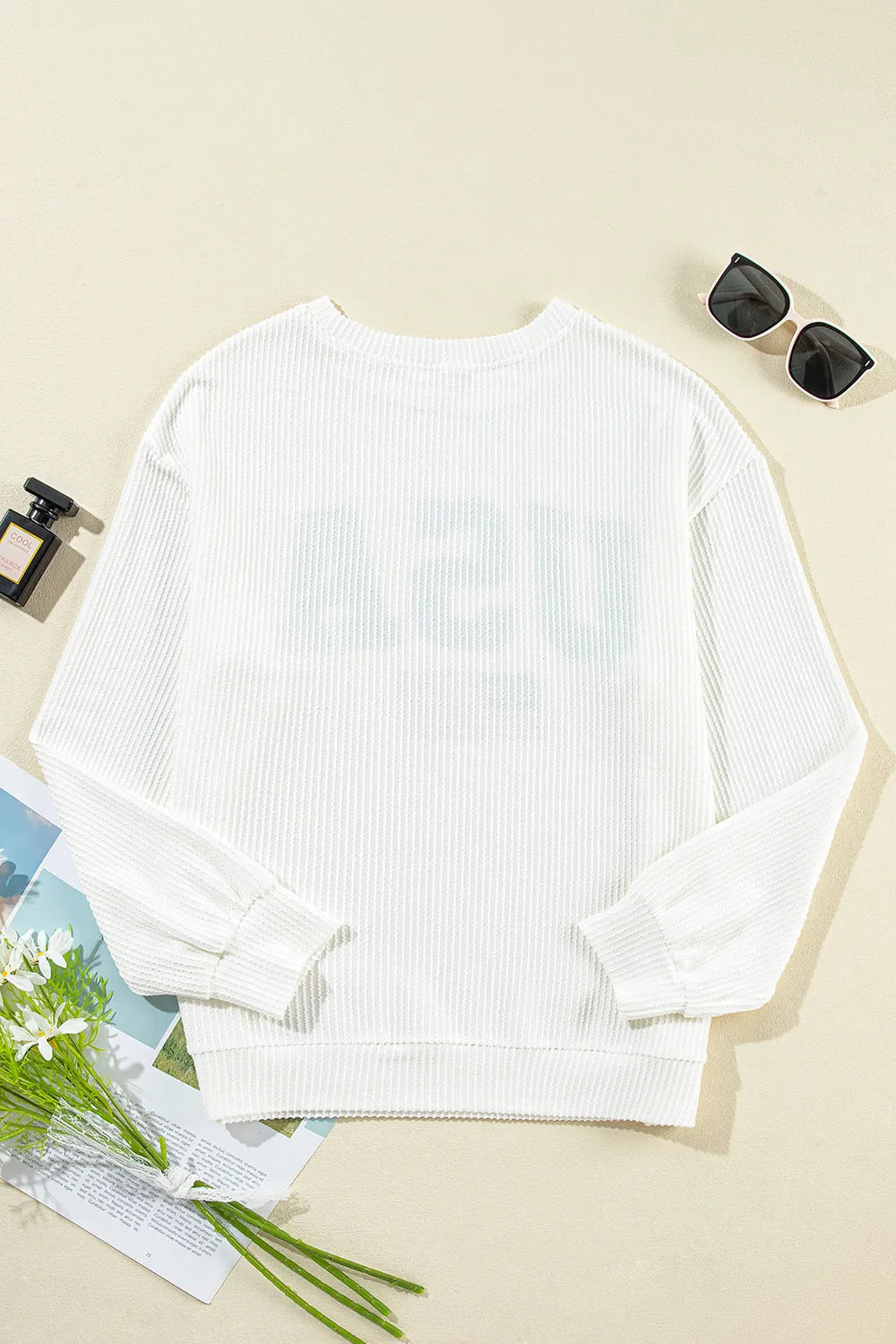 US Flag Corded Long Sleeve Sweatshirt - Lilixa.store