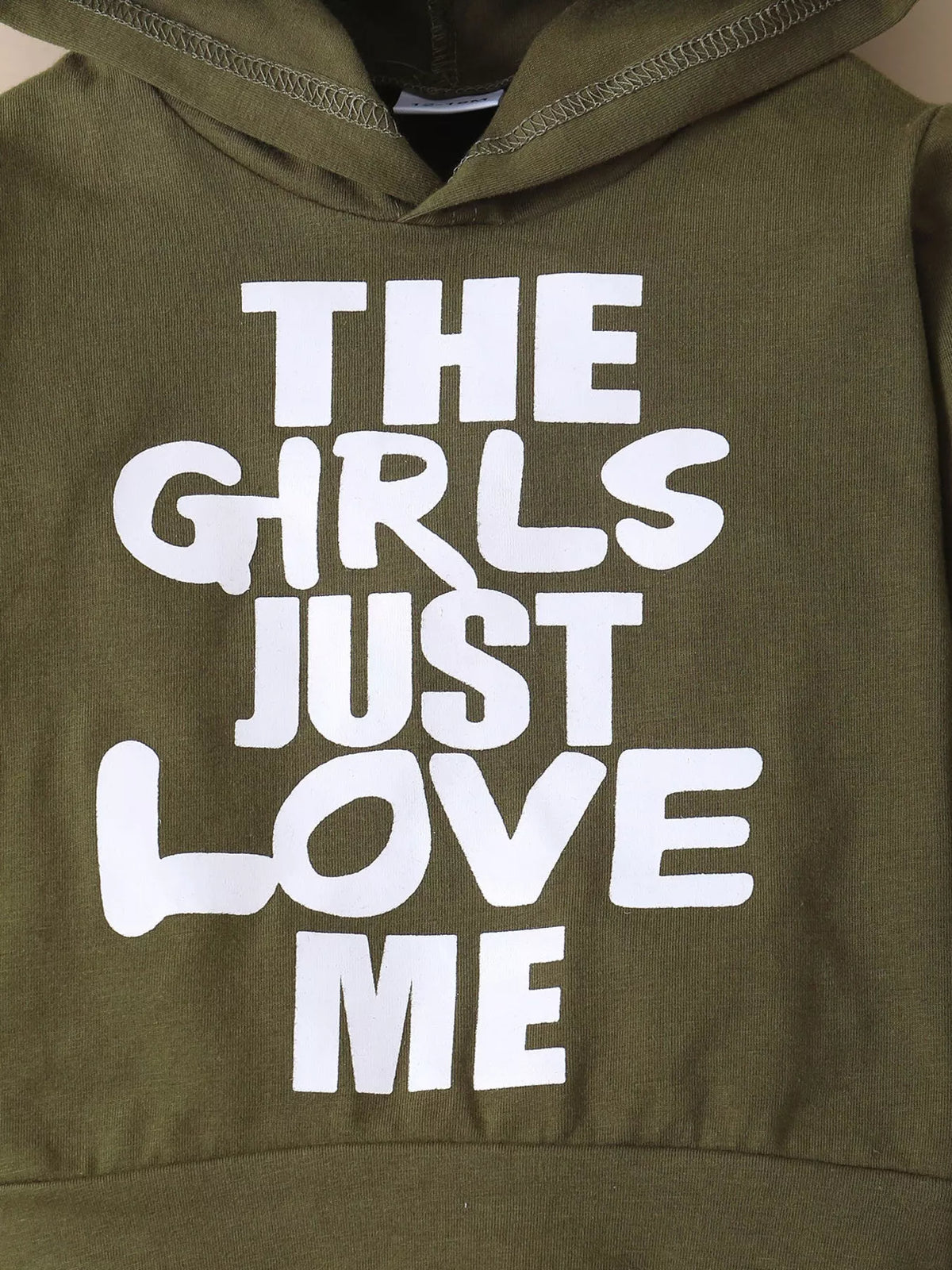 Children's Graphic Hoodie and Distressed Jeans Set in Green, view 4