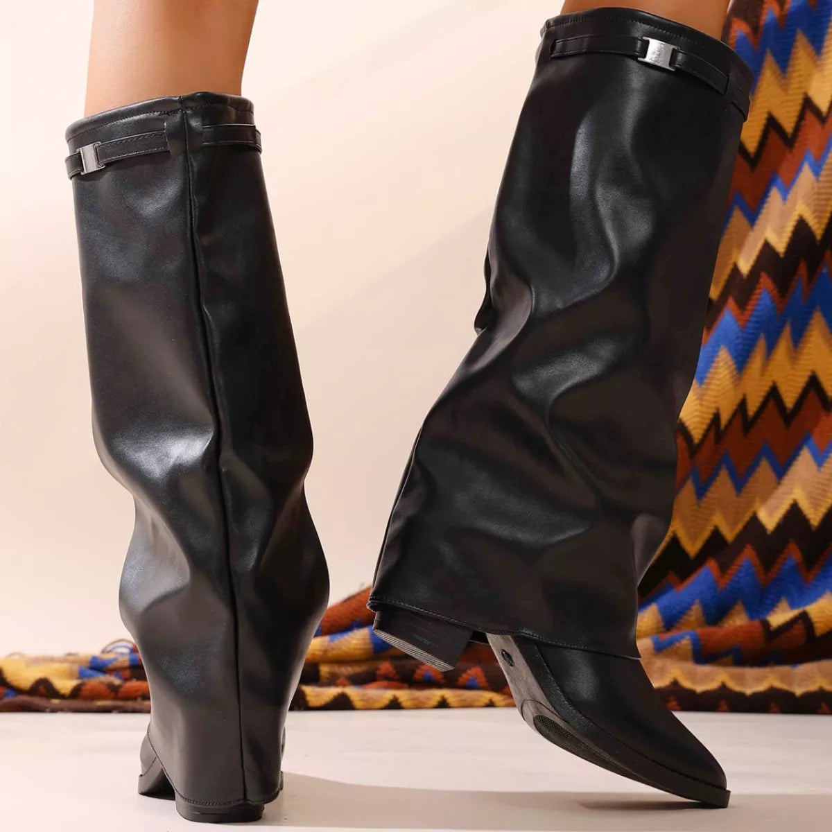 Point Toe Block Heels Boots - Lilixa.store