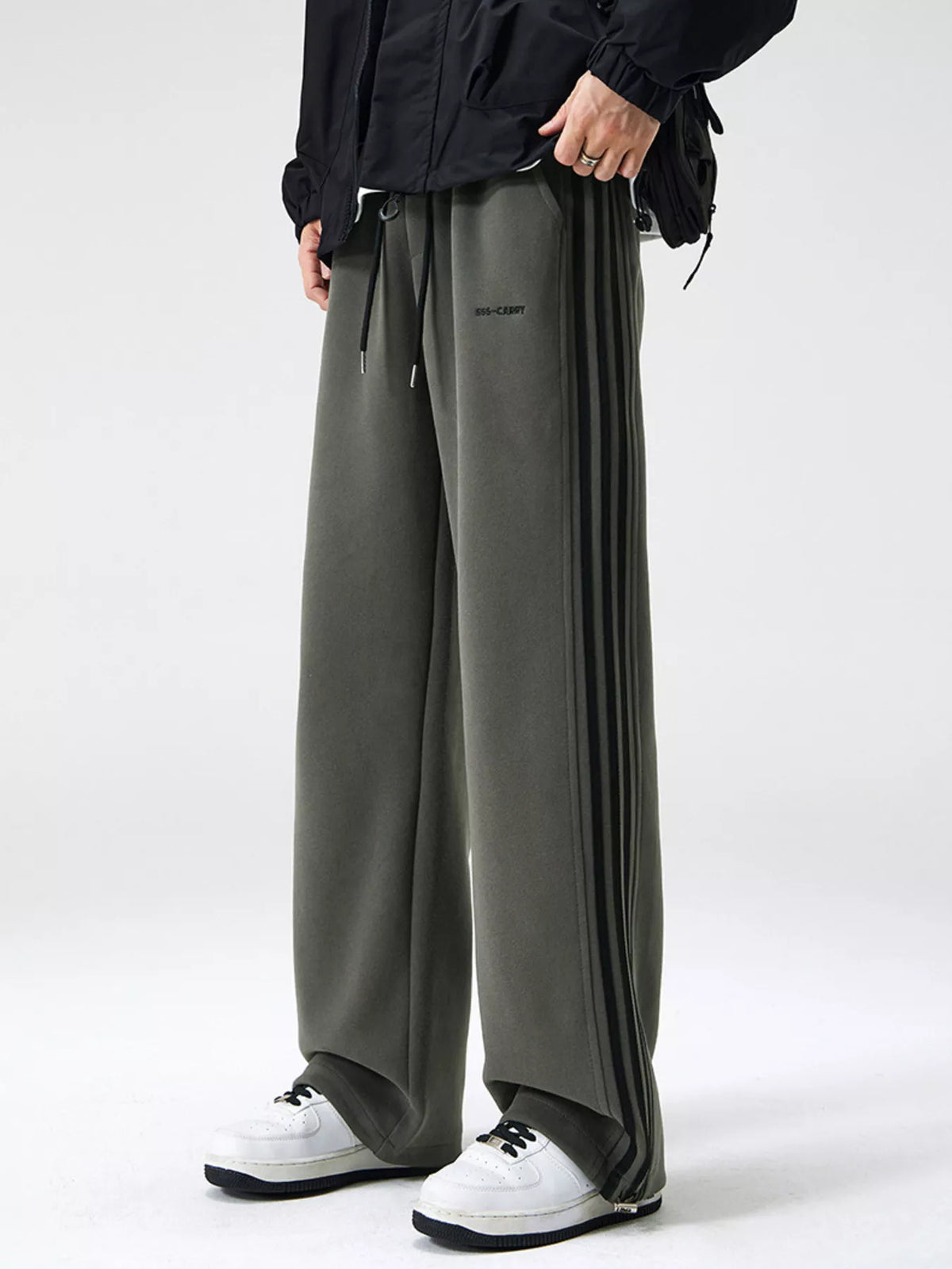 Men's Plus Size Relaxed Fit Pants with Side Stripes, view 2