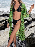 Tropical Leopard Print Kimono Beach Cover-Up - Lilixa.store