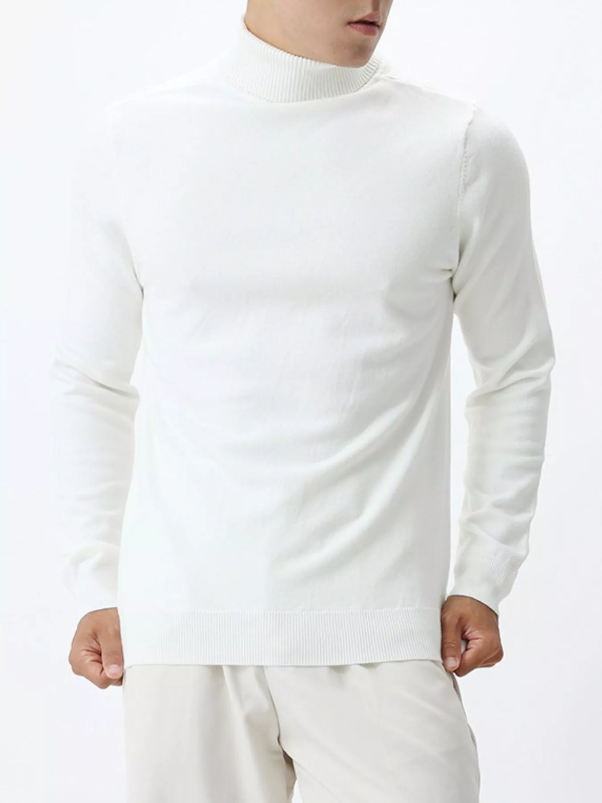 Men's Plus Size Slim-Fit Ribbed Turtleneck Sweater
