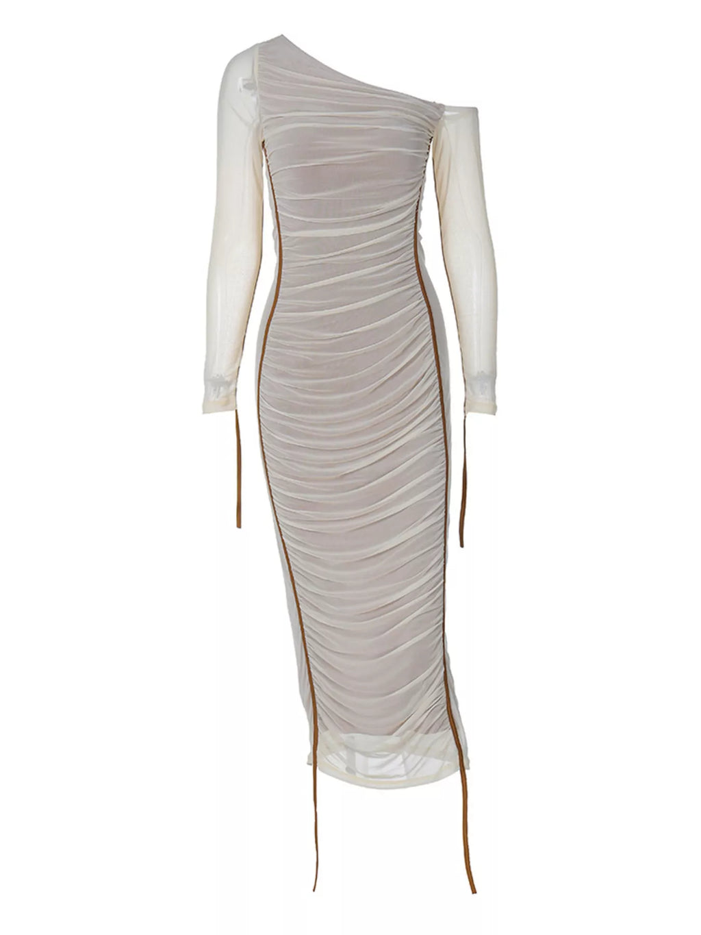 One-Shoulder Ruched Bodycon Midi Dress - Lilixa.store
