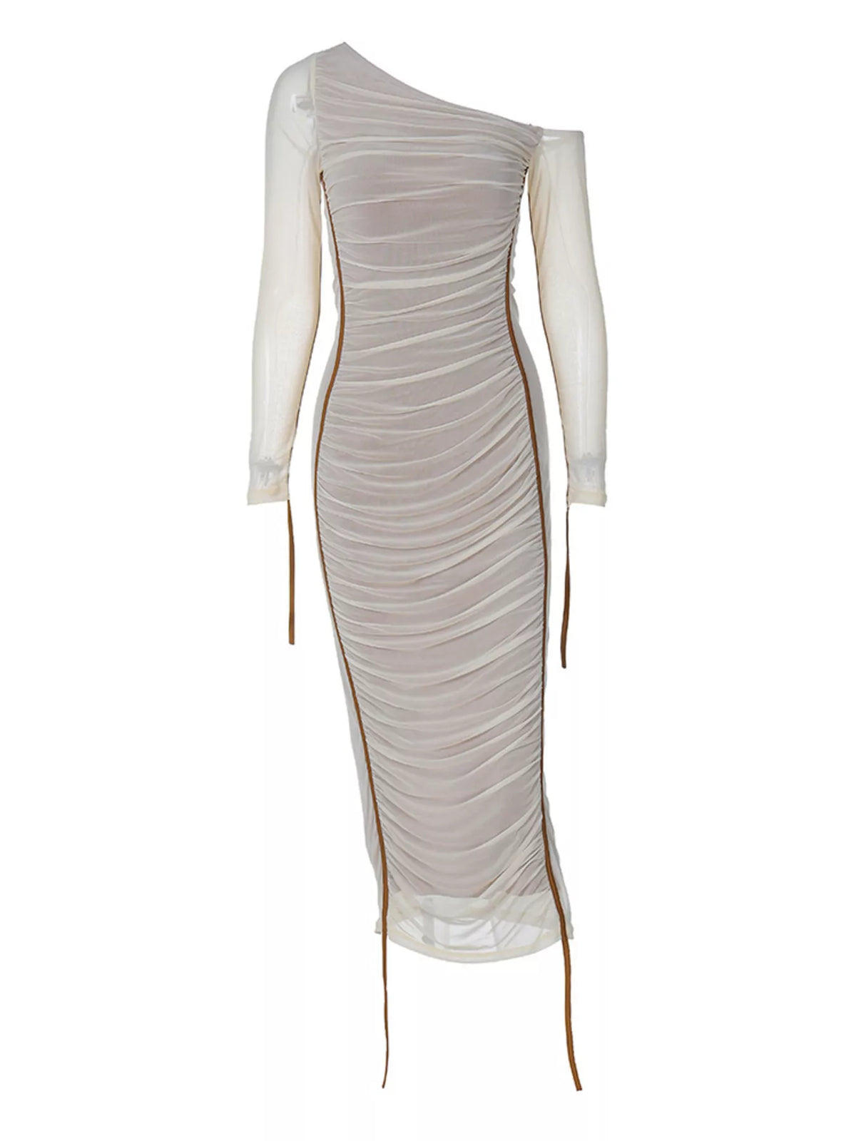One-Shoulder Ruched Bodycon Midi Dress - Lilixa.store