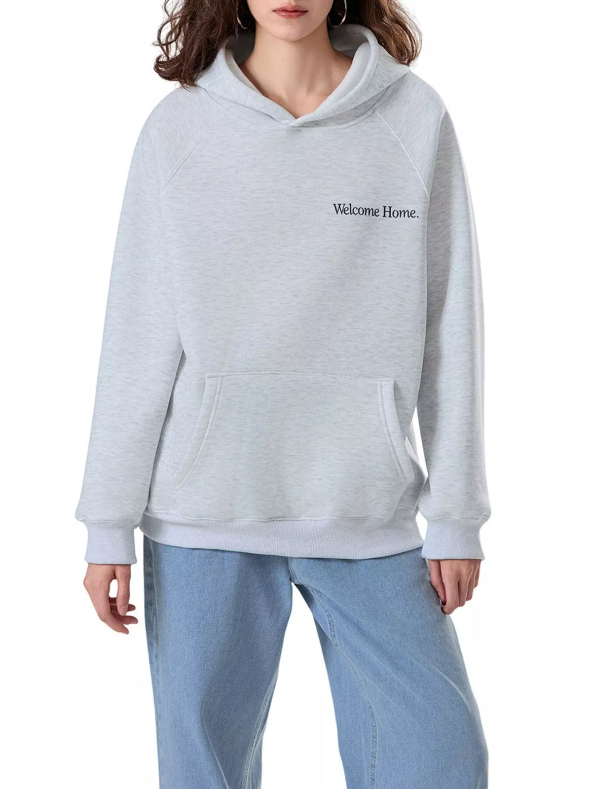 'Welcome Home' Graphic Raglan Sleeve Hoodie - Lilixa.store