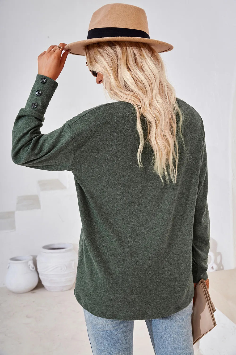 V-Neck Dropped Shoulder T-Shirt - Lilixa.store