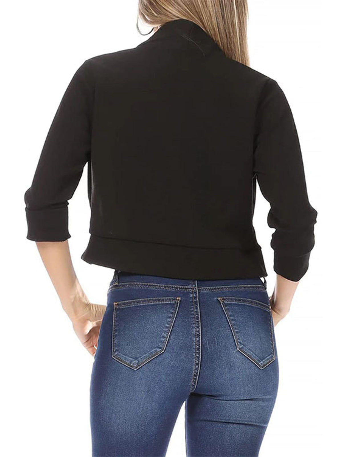 Full Size Cropped Open Front Blazer Plus Size - Lilixa.store