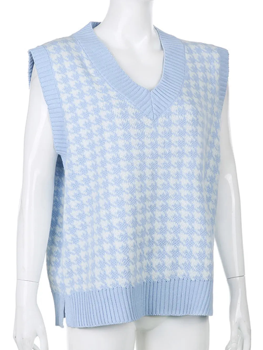 Houndstooth V-Neck Sweater Vest, view 13