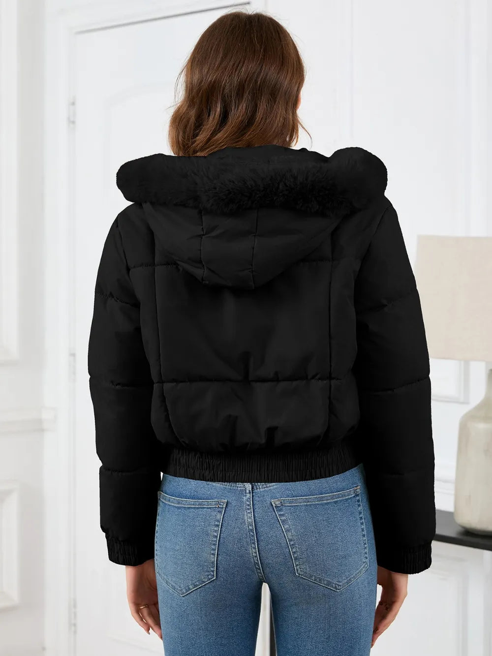 Pocketed Long Sleeve Cropped Hooded Winter Coat - Lilixa.store