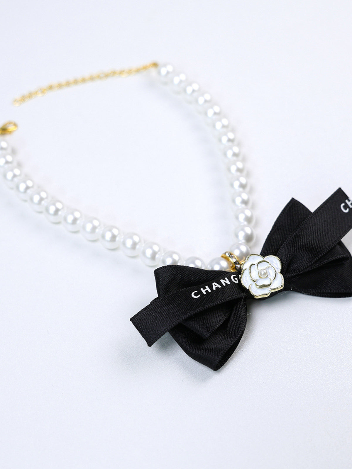 Pearl Bowknot Pet Necklace
