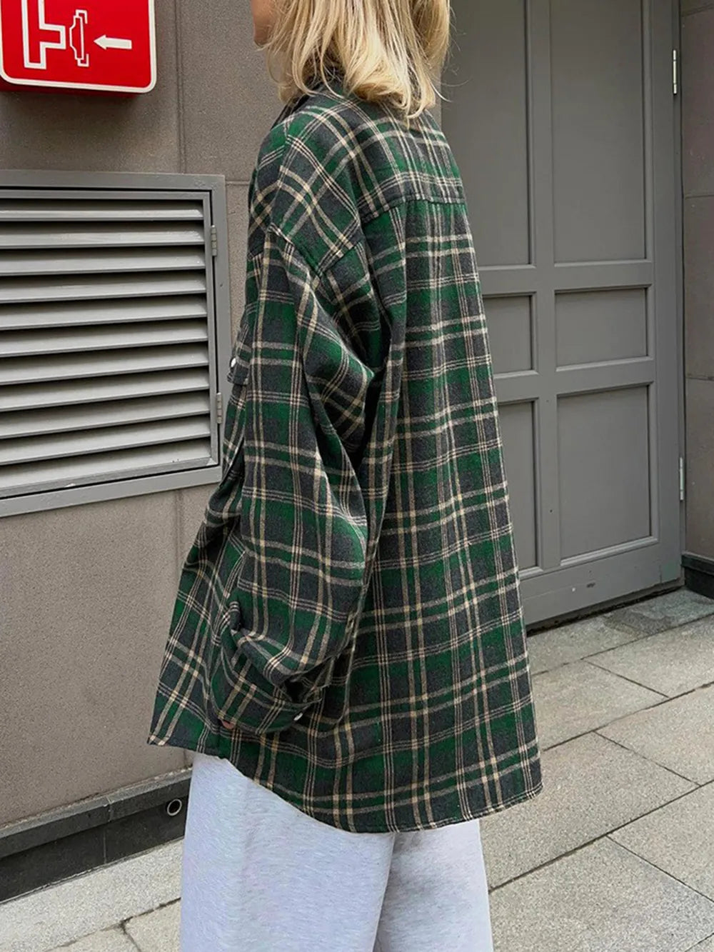 Pocketed Plaid Button Up Shacket, view 5