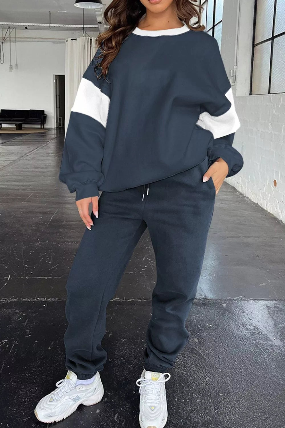 Drop Shoulder Loose Sweatshirt and Joggers Active Set - Lilixa.store