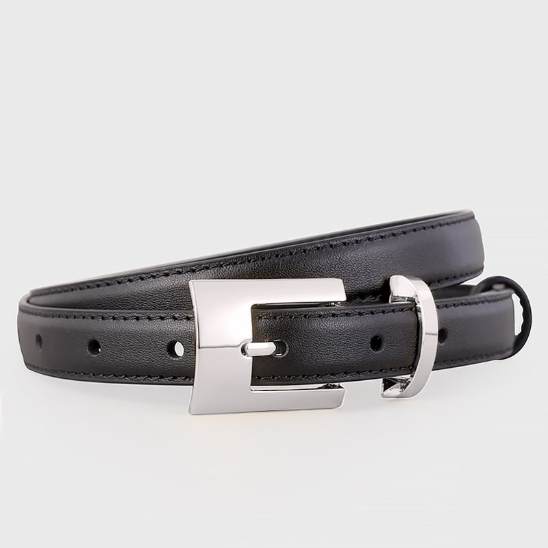 Leather Belt with Silver Buckle - Lilixa.store