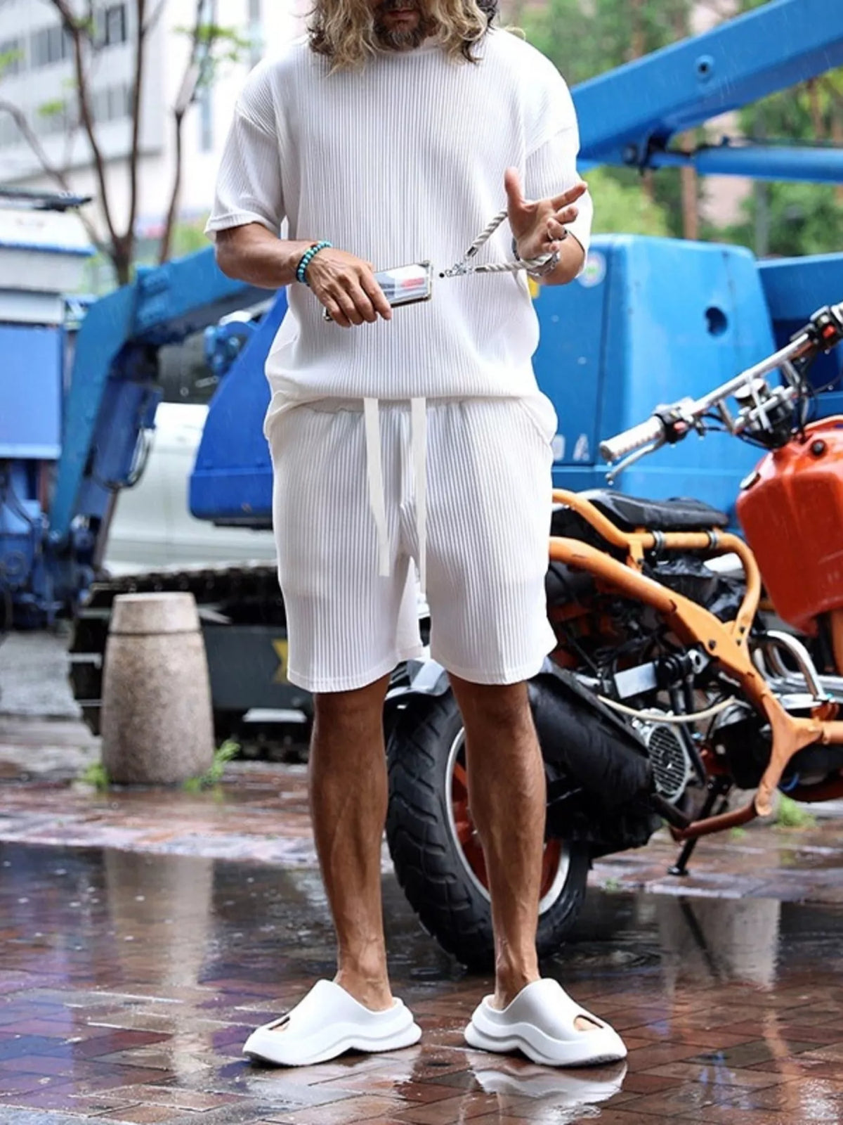 Men's Full Size Short Sleeve Top and Shorts Set Plus Size - Lilixa.store
