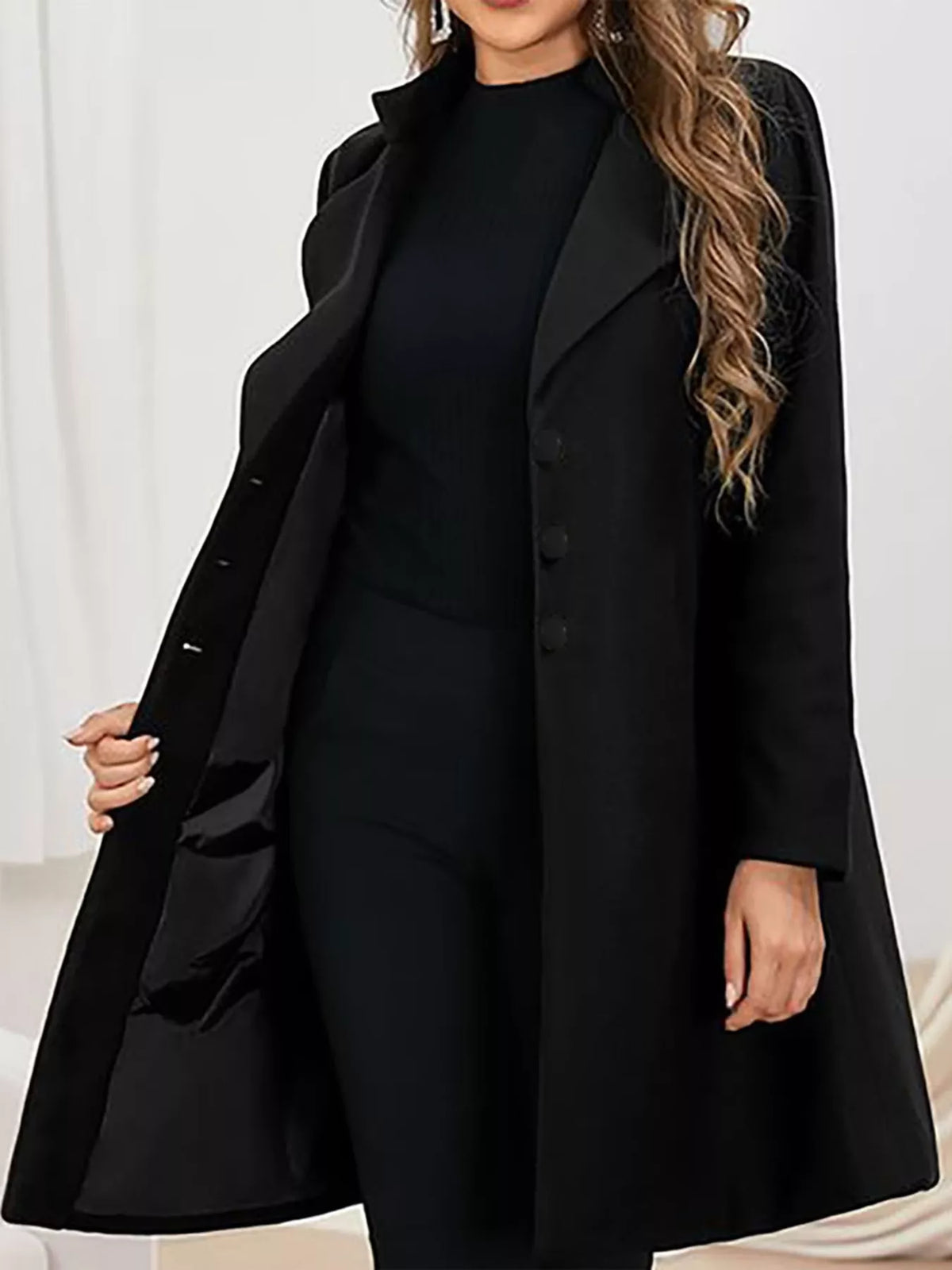 Full Size Single-Breasted Long Sleeve Overcoat Plus Size, view 16