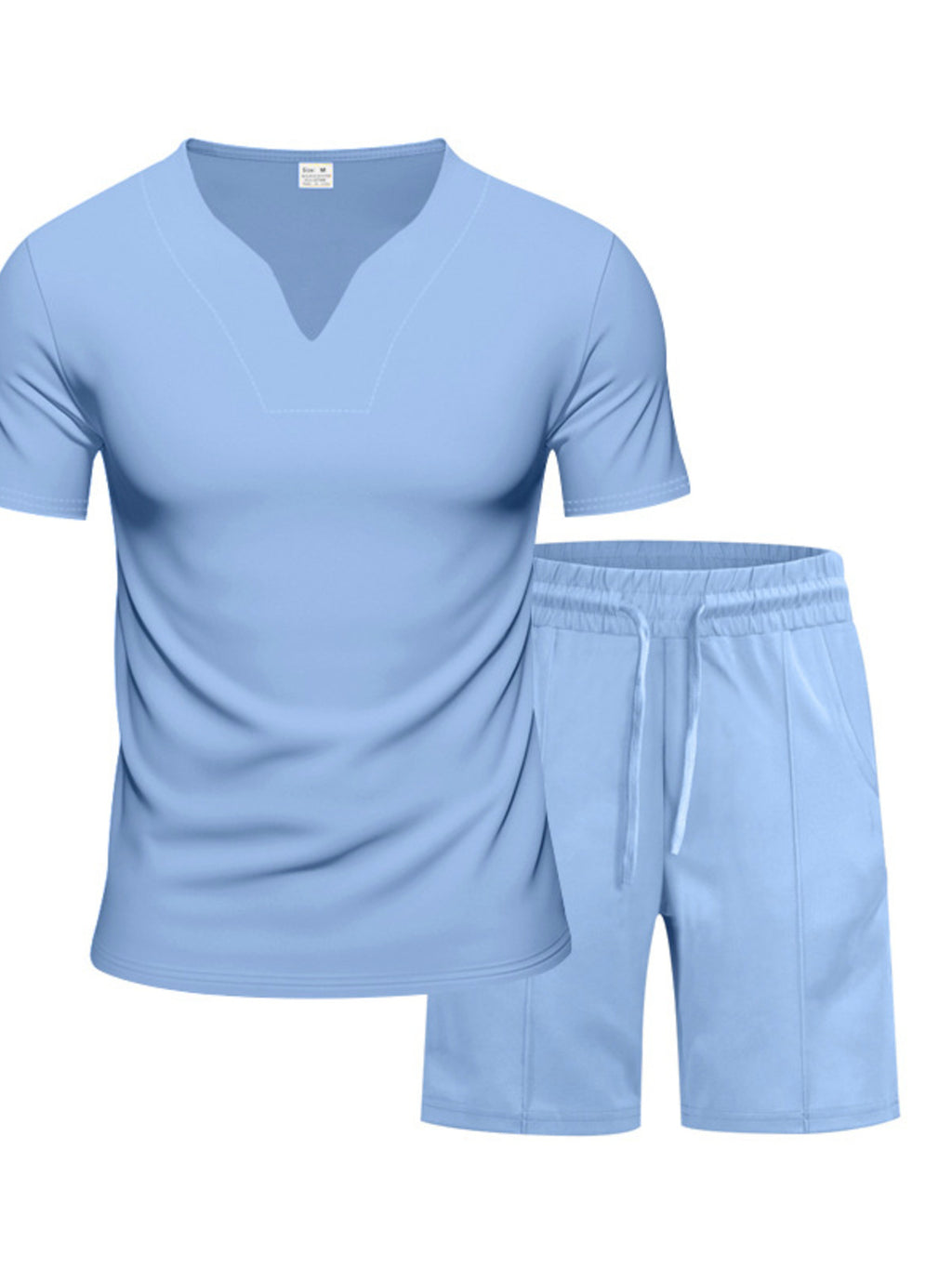 Men's Full Size V-Neck Short Sleeve T-Shirt and Shorts Set Plus Size - Lilixa.store