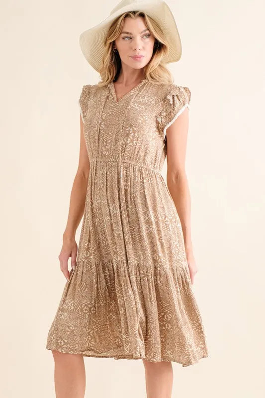 And The Why Boho Printed Tiered Maxi Dress - Lilixa.store