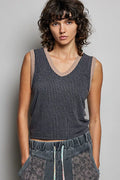 POL V-Neck Contrast Ribbed Sleeveless Tank - Lilixa.store