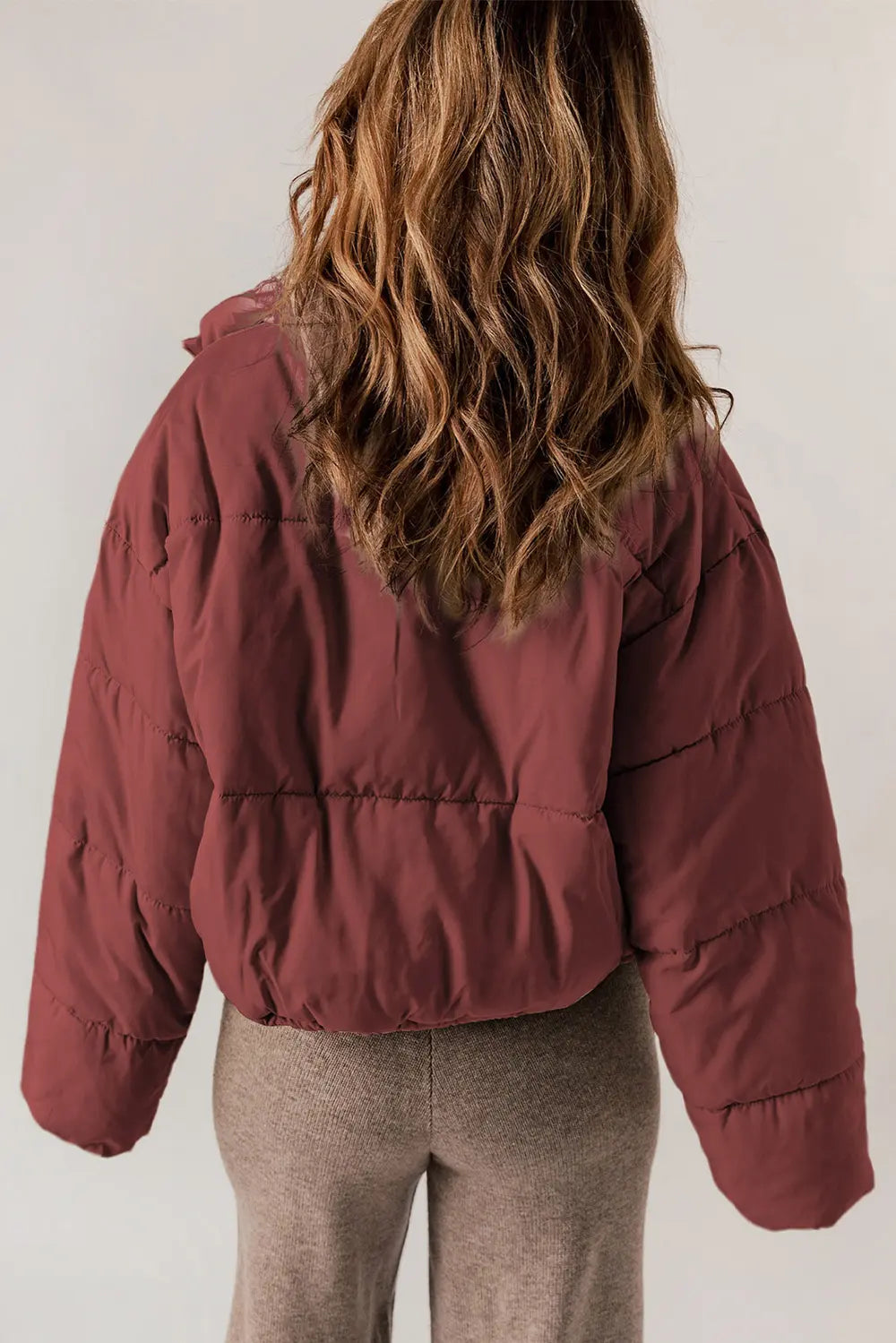 Zip Up Collared Neck Long Sleeve Winter Coat - Lilixa.store