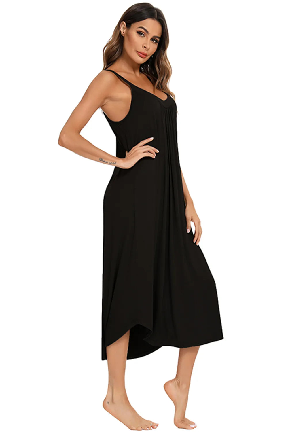 V-Neck Midi Lounge Dress - Lilixa.store