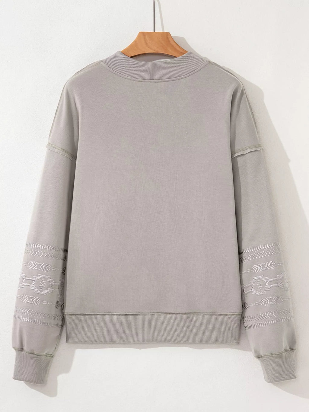 Aztec Embroidered Western V Neck Sweatshirt - Lilixa.store