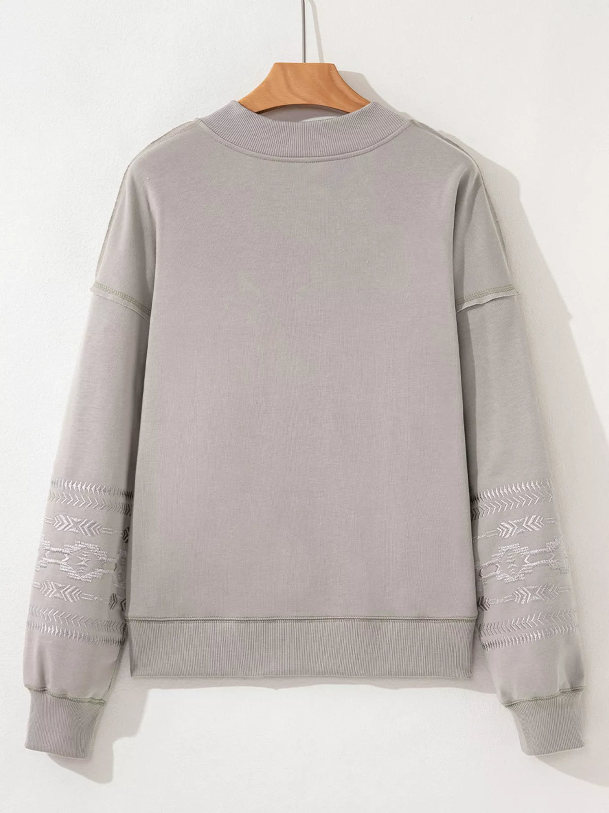 Aztec Embroidered Western V Neck Sweatshirt - Lilixa.store