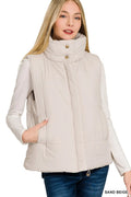 Zenana High Neck Zip-Up Vest Coat - Lilixa.store