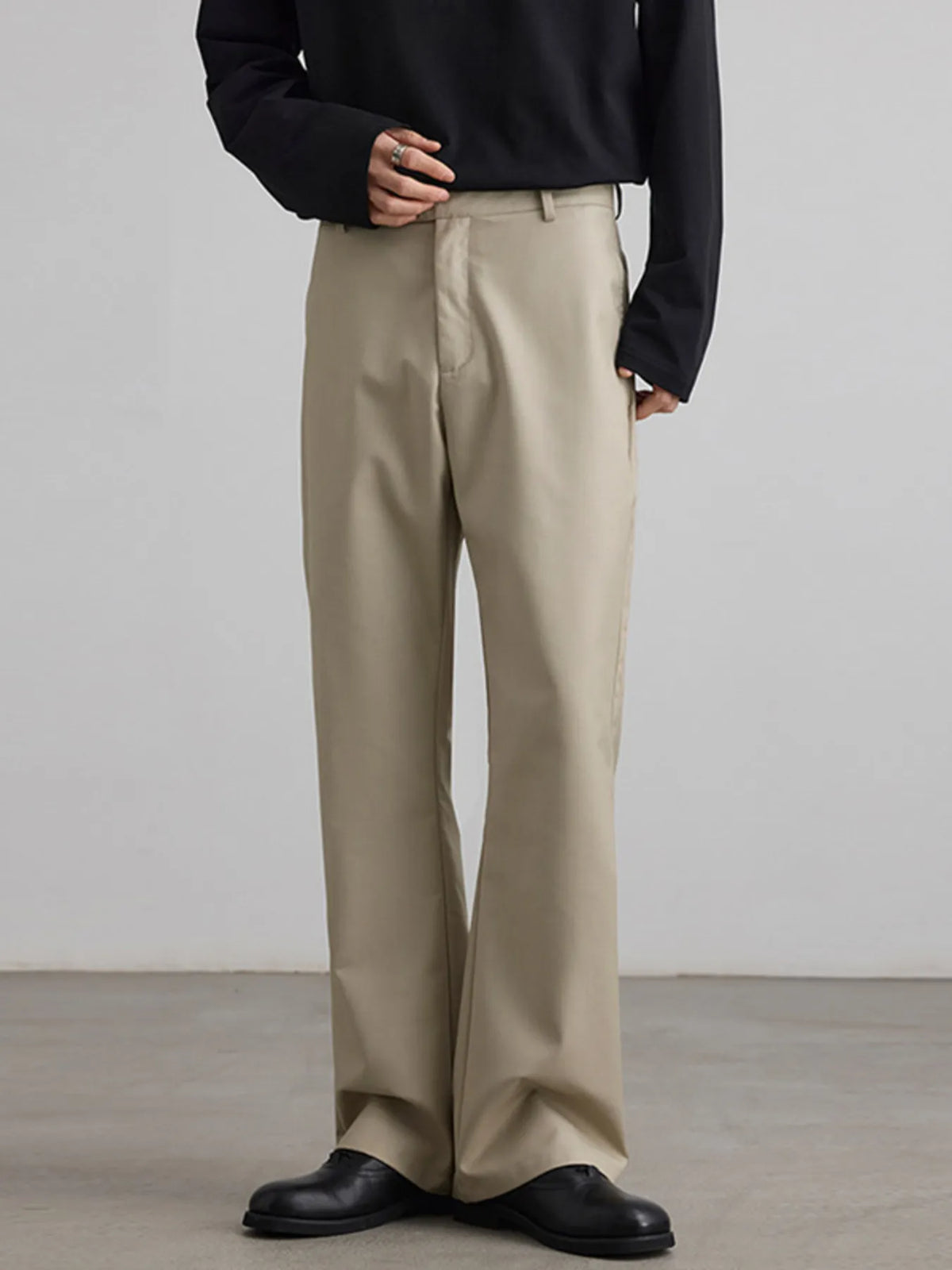 Men's Wide Leg Casual Pants in Rice Gray