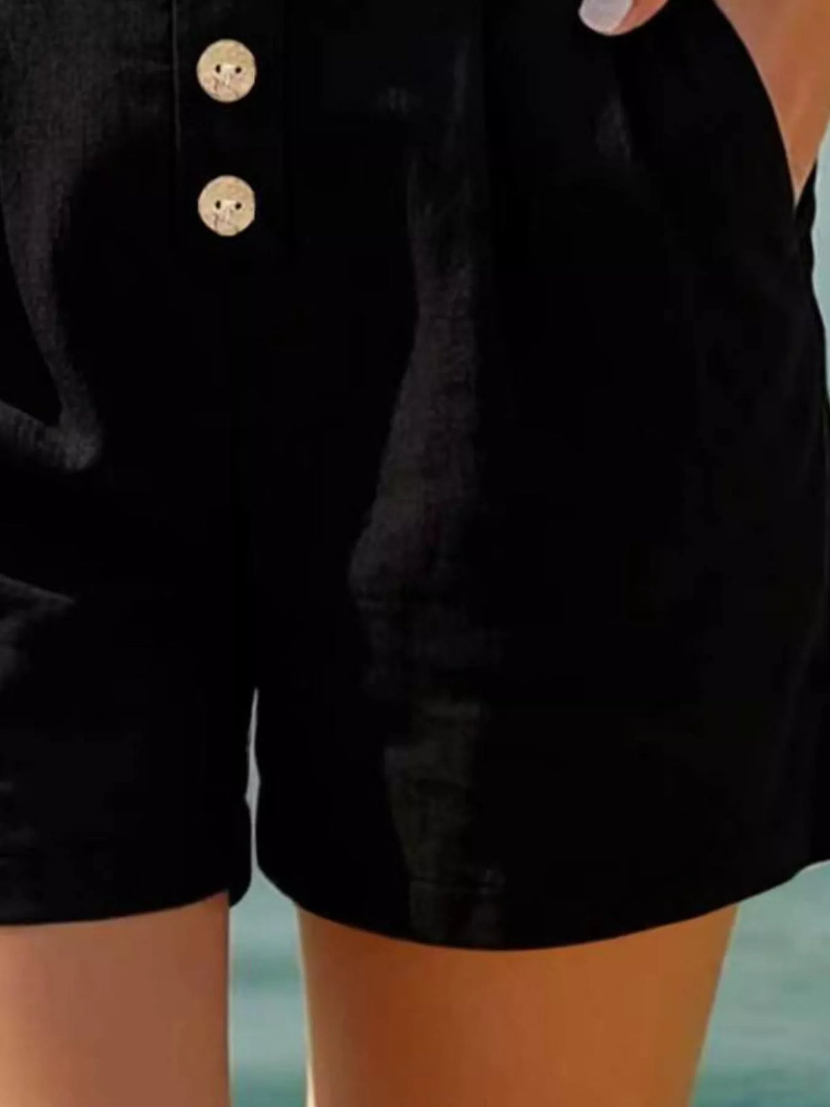 Button Fly High Waist Shorts, view 4