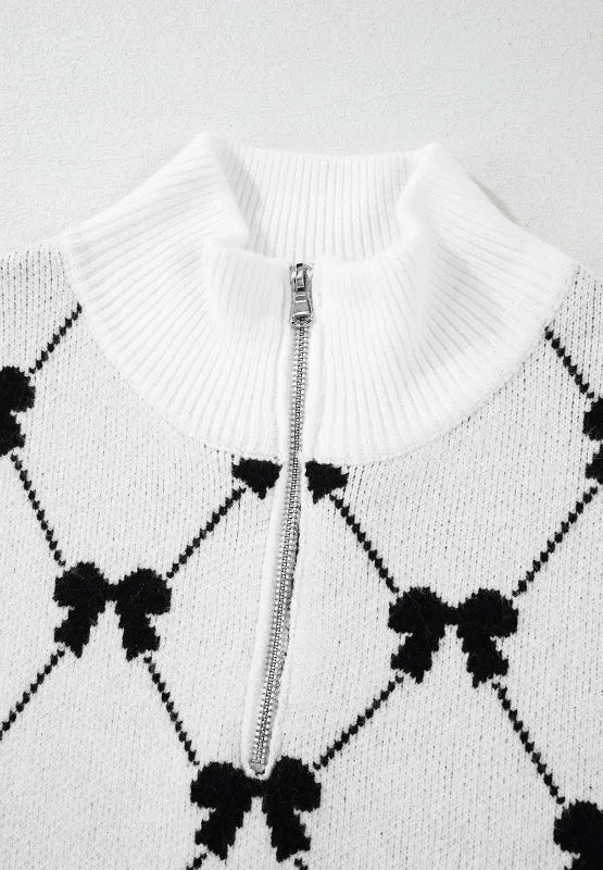 Bow Half Zip Sweater Vest - Lilixa.store