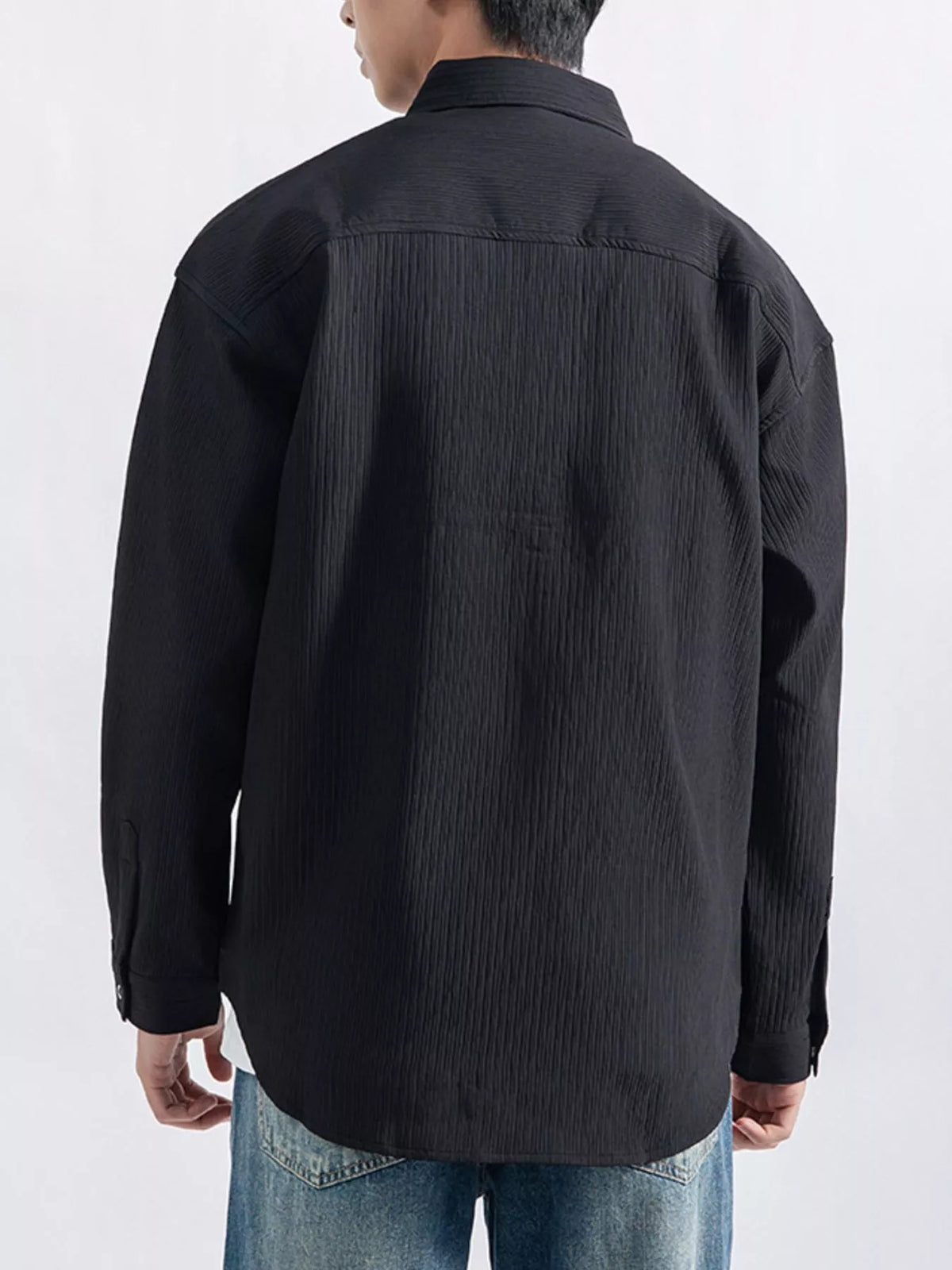 Men's Plus Size Casual Textured Button-Down Shirt