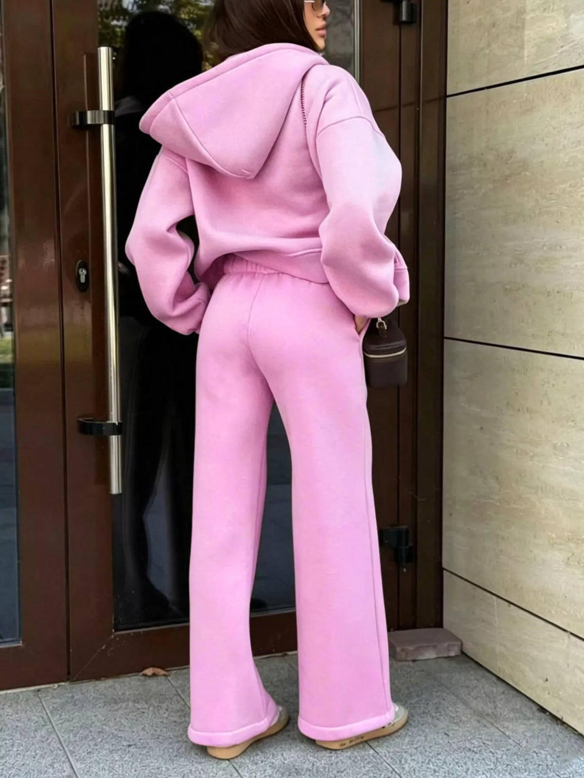 Zip-Up Hoodie and Wide-Leg Sweatpants Set