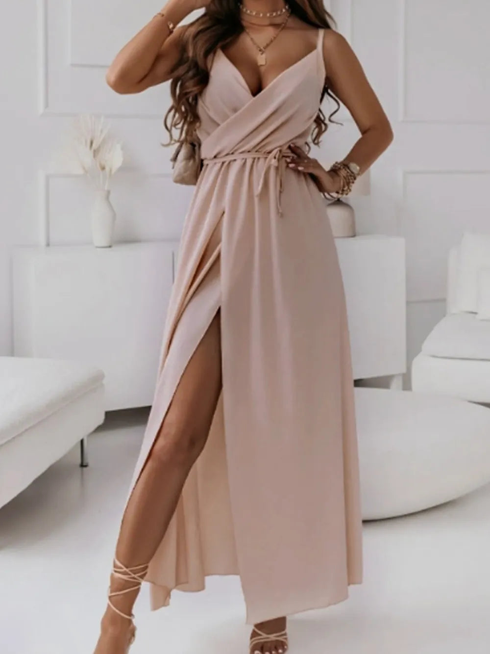 Honey Tied Surplice Sleeveless Cami Dress - Lilixa.store