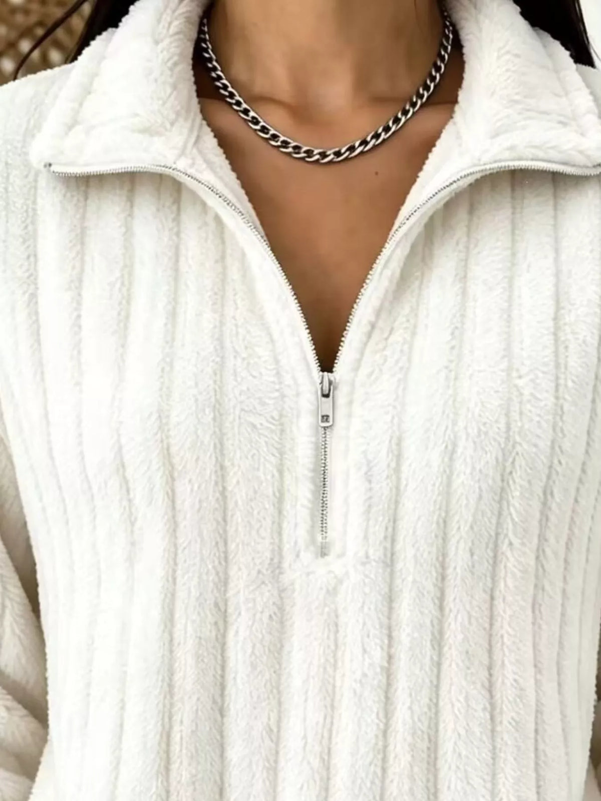 Quarter-Zip Dropped Shoulder Sweatshirt - Lilixa.store