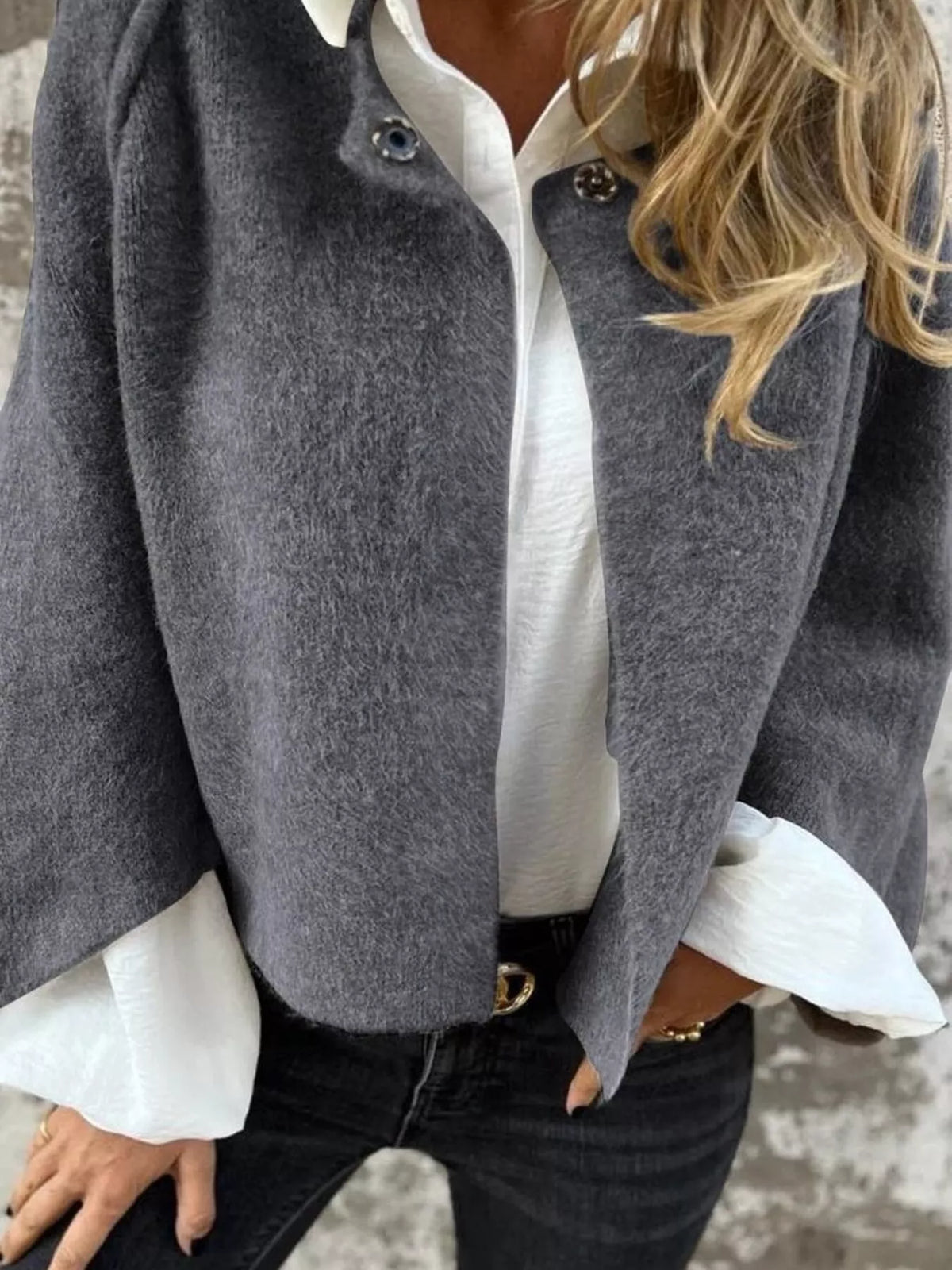 Full Size Solid Color Long Sleeve Outerwear Plus Size, view 4