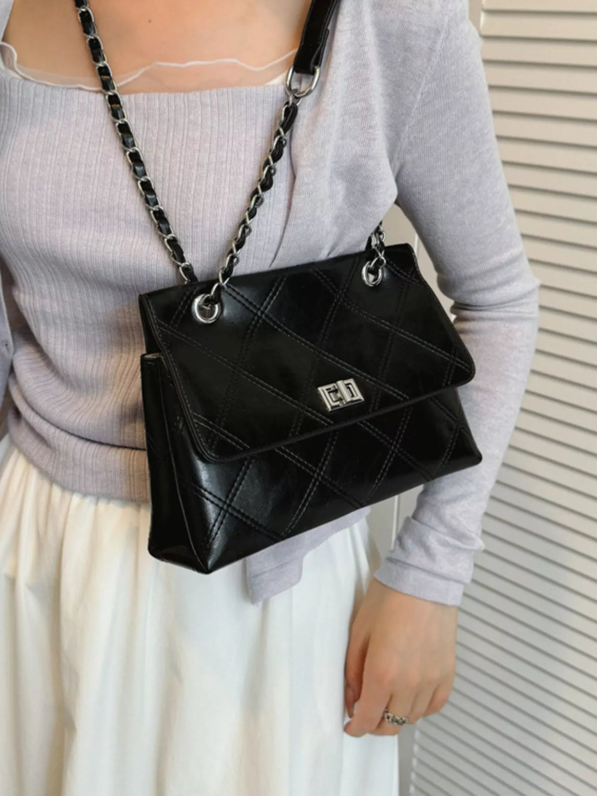 Quilted Chain Shoulder Bag - Lilixa.store