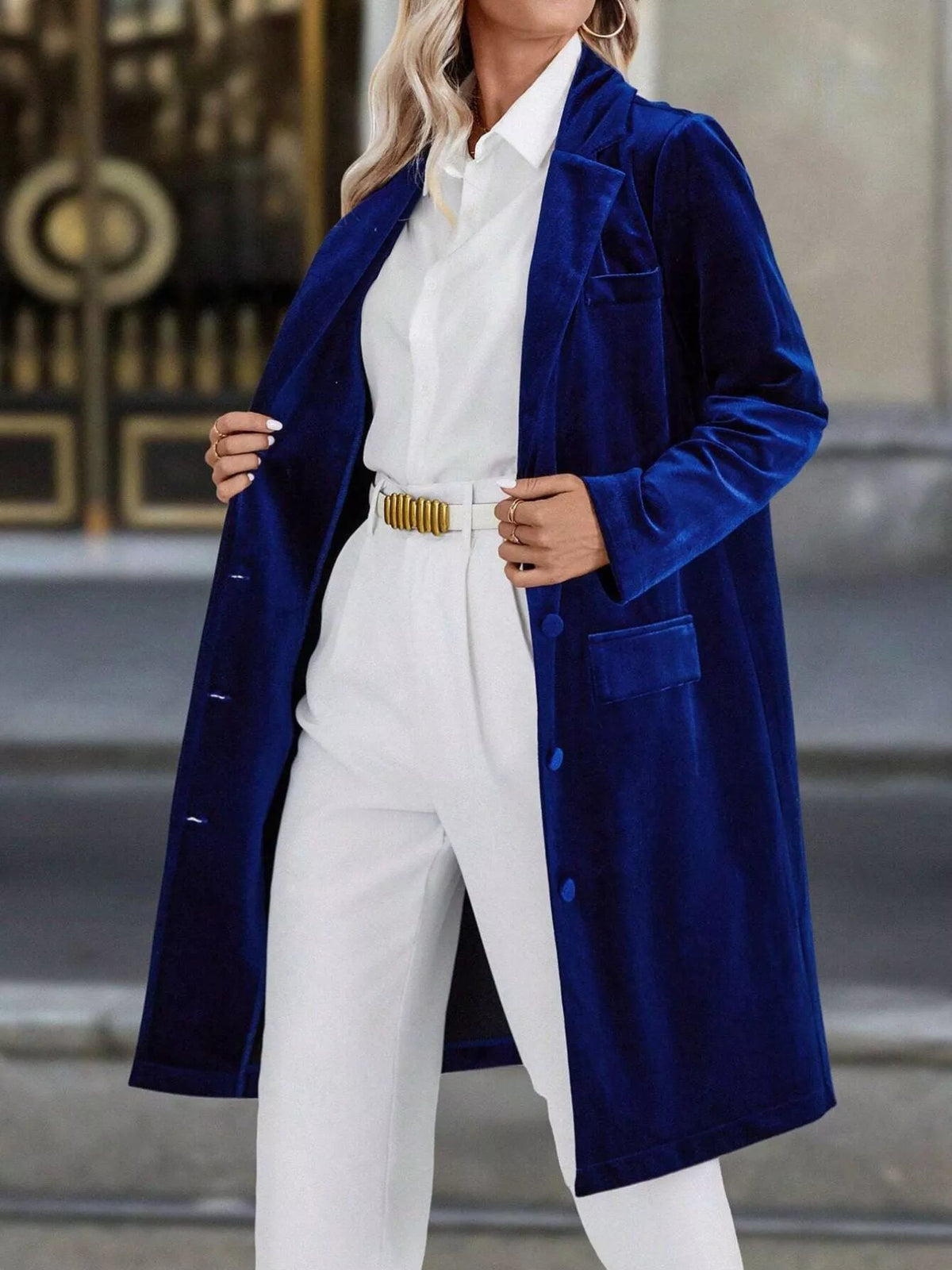 Lapel Collar Long Sleeve Longline Coat - Lilixa.store