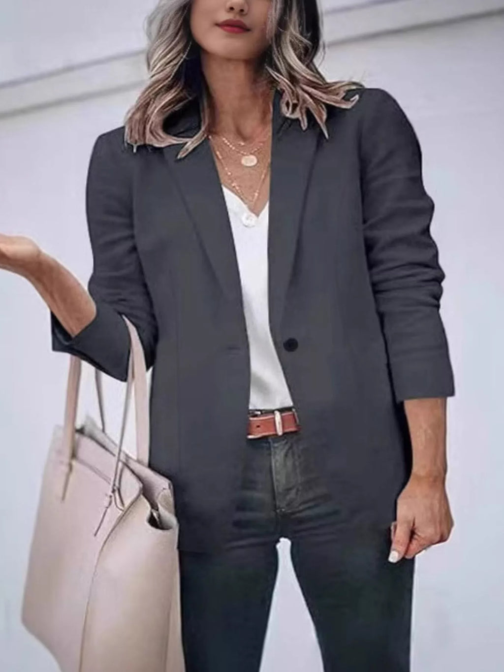 Slim-Fit Single-Button Casual Blazer - Lilixa.store