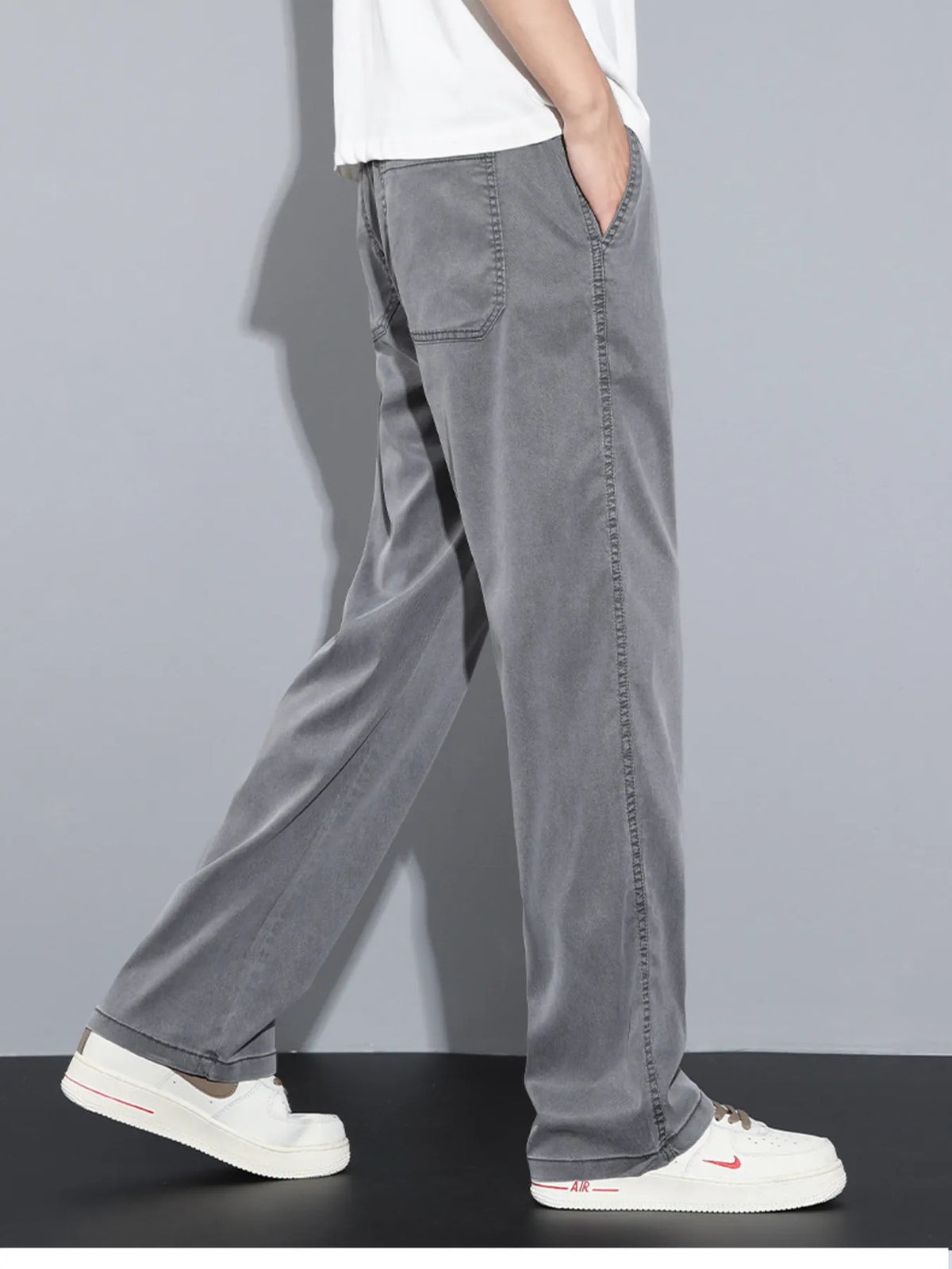 Men's Plus Size Casual Wide Leg Drawstring Pants, view 8