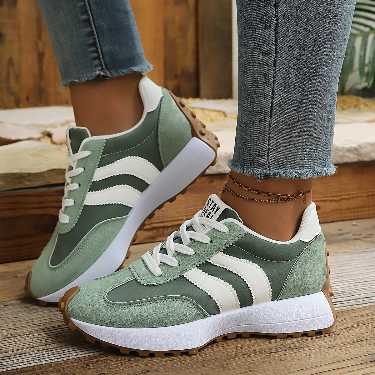 Round Toe Lace Up Sneakers