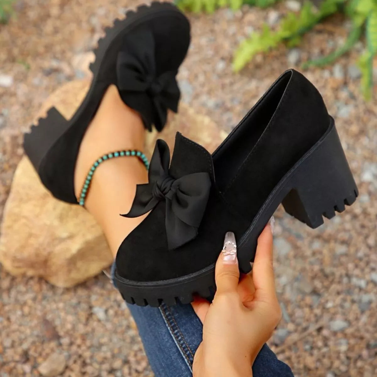 Round Toe Block Heels Pumps - Lilixa.store